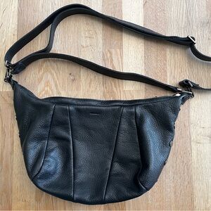 Hammitt Morgan Black/ Gunmetal Leather Crossbody Bag